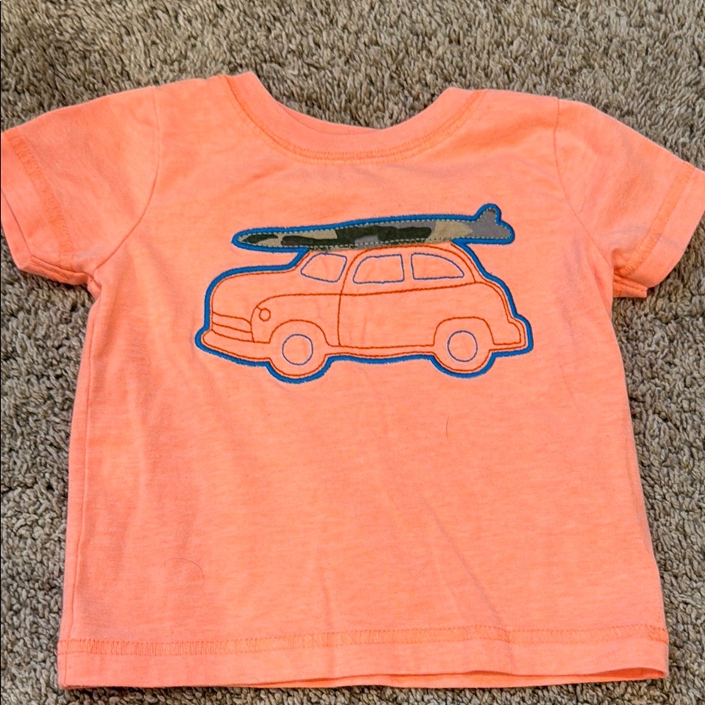 Carter's Orange Short Sleeve Tee with Car Graphic